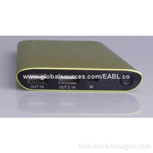 Portable Power Supply , 12,000mAh Capacity for Most Phones, Aluminum Alloy, Dual Output,slim
